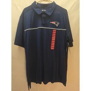 NFL Official Patriots Polo Shirt Mens Sz XL Black Logo Collared Football 6674